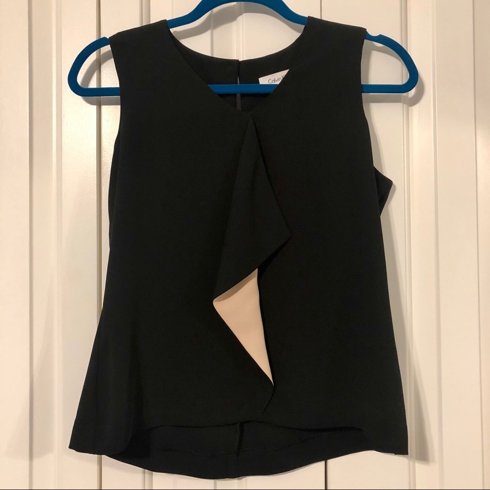Calvin Klein Black & Tan Sleeveless Top NWOT
